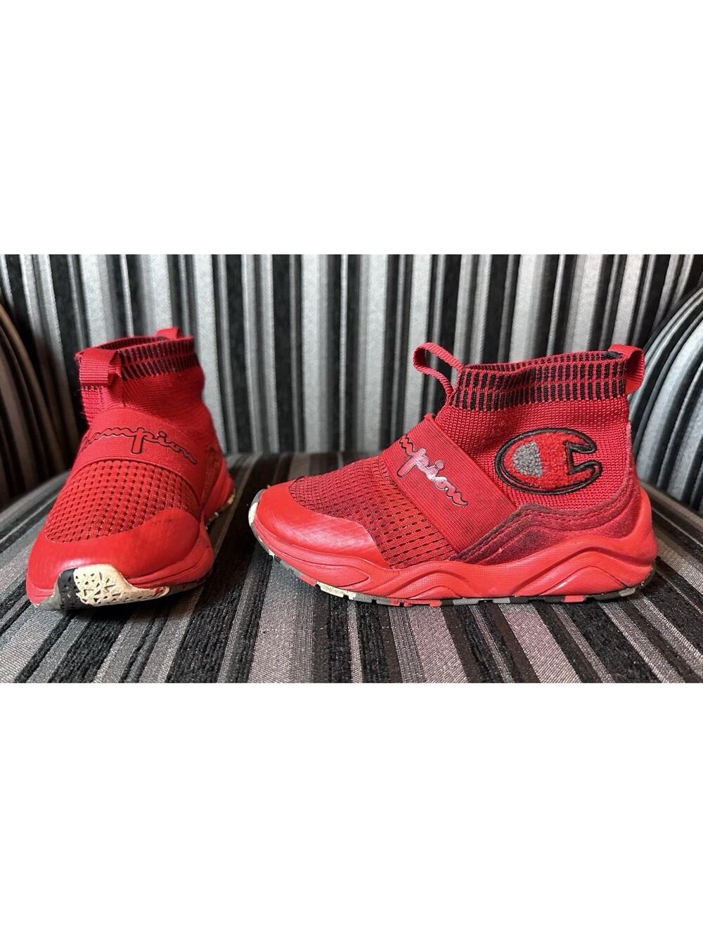 Champion Shoes Baby Toddler Size 9c Red Black Sock Pull On Athletic Sport School